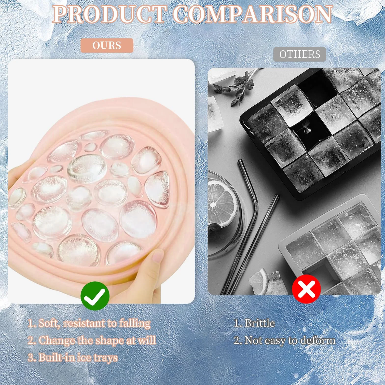 Bol en Silicone pour Visage avec Bac à Glaçons Intégré, Pliable, Portable, Rose