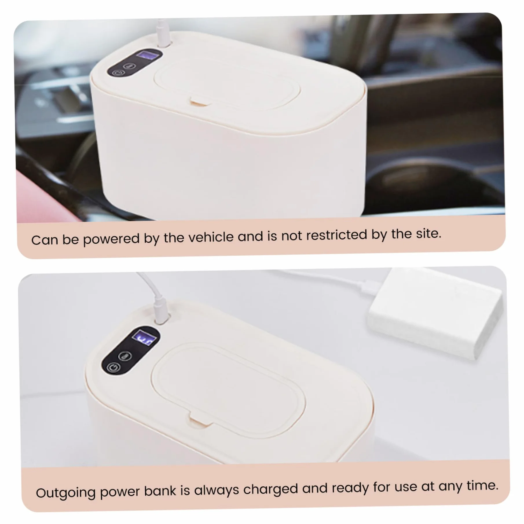 Chauffe-lingettes bébé 40-60 °C réglable silencieux écran LED distributeur USB portable
