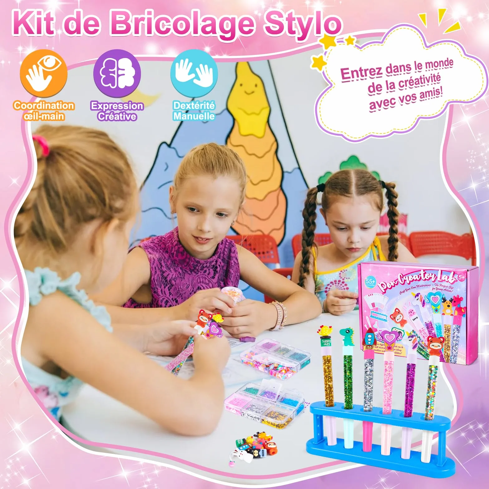 Kazzley Fabrique a Stylo, Kit de Creation Stylo avec 55+ Accessoires, Activité Manuelle Enfants
