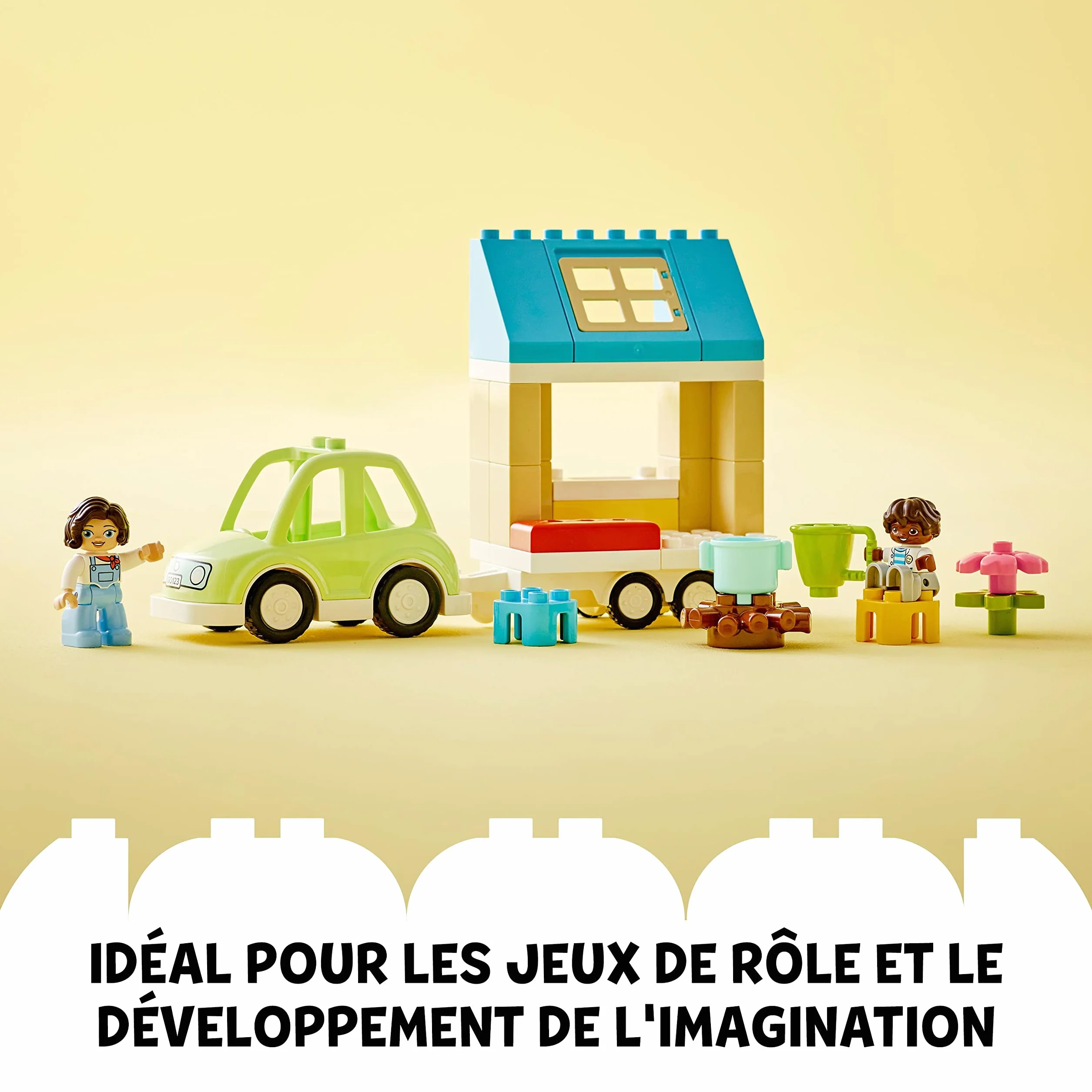 LEGO 10986 Duplo Ma Ville La Maison Familiale sur Roues, Jouet Éducatif, Set de Camping