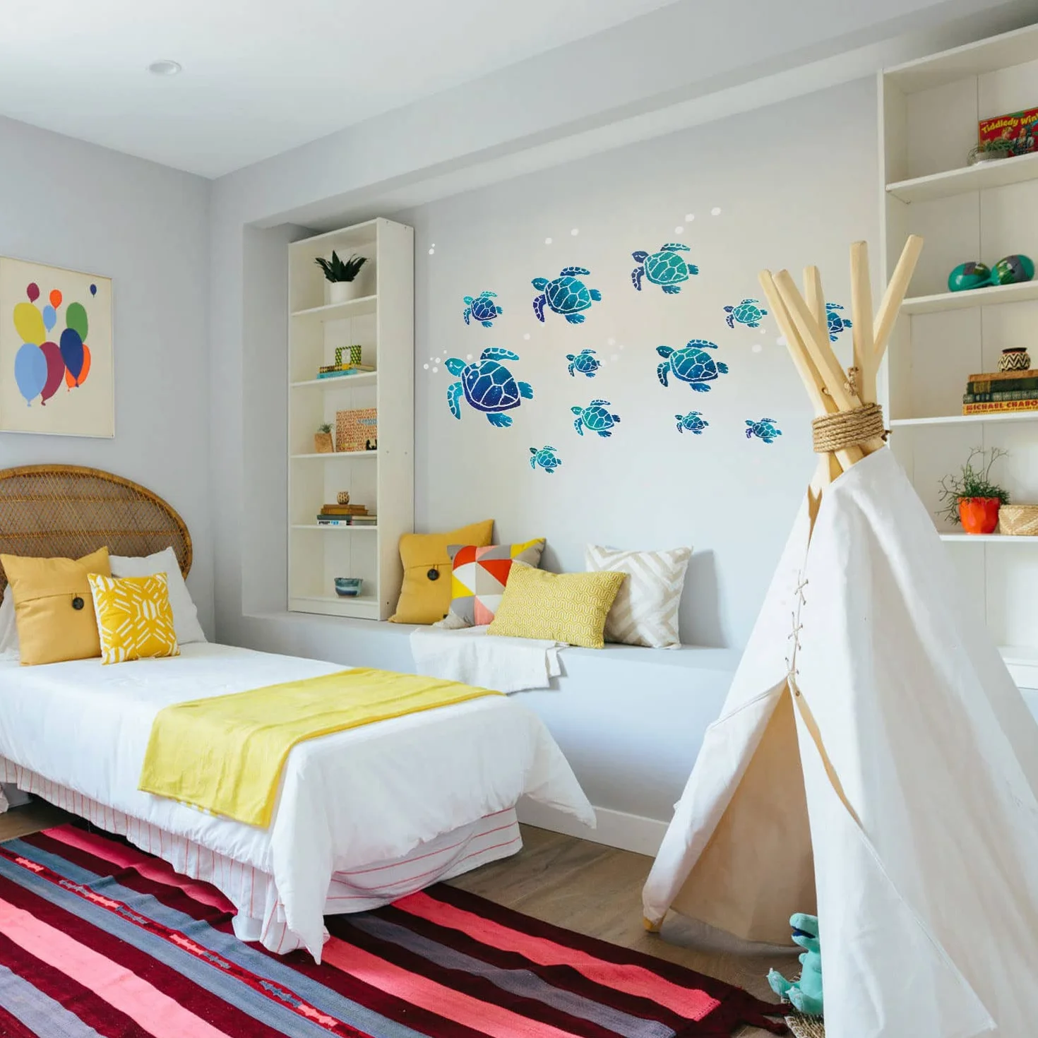 VIKSAUN 12 Pièces Autocollant Mural Tortue de Mer Bleue Décoration Murale pour Chambre Enfants Maison