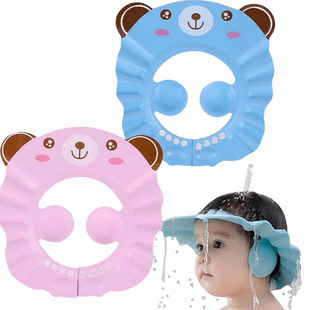 Bonnets de douche pour enfants réglables, protection yeux et oreilles, lot de 2