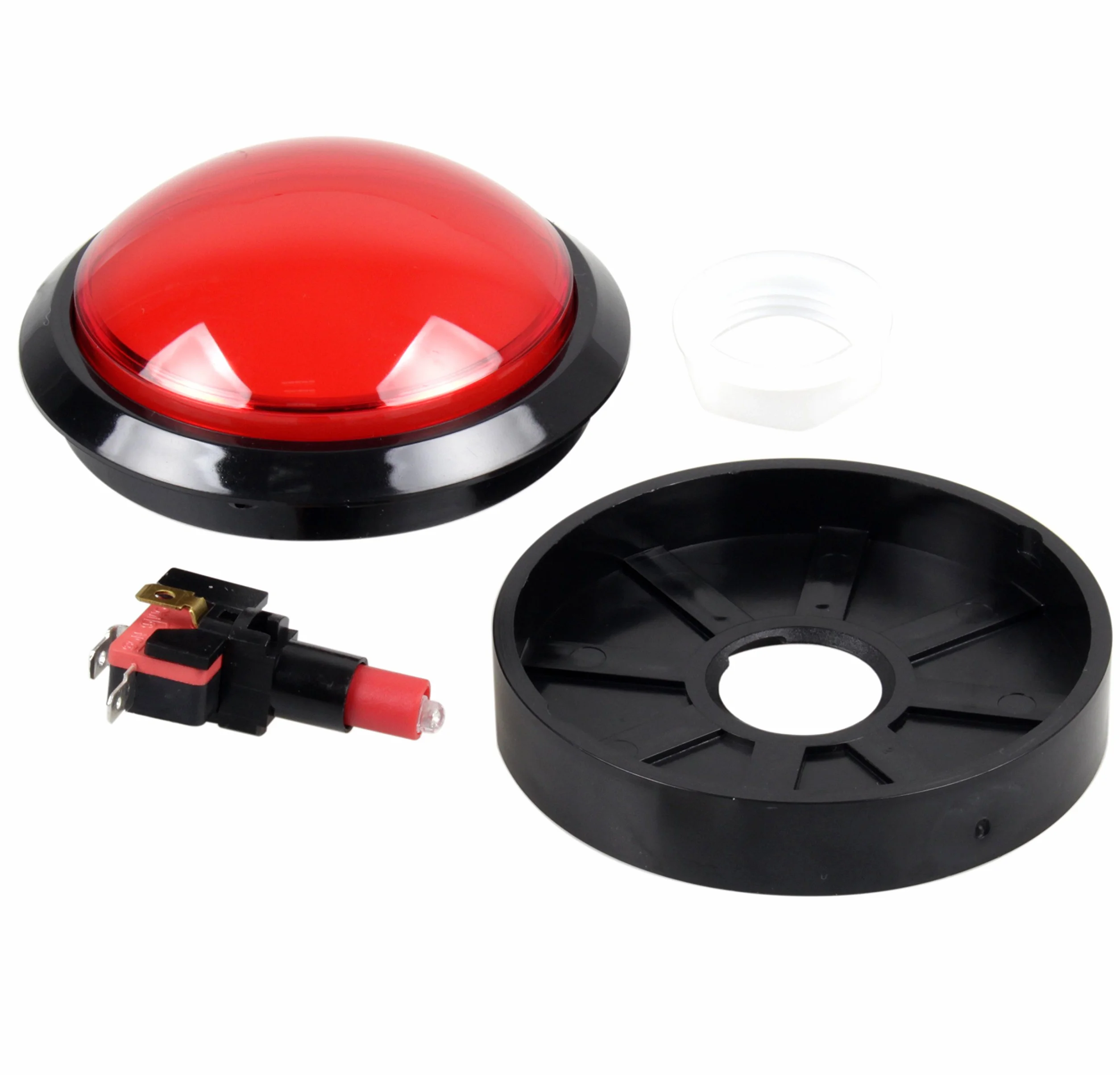 EG STARTS 4 Pouces 100mm Big dôme 12V LED Boutons poussoirs pour Arcade Machine Jeux vidéo Pièces (Rouge)
