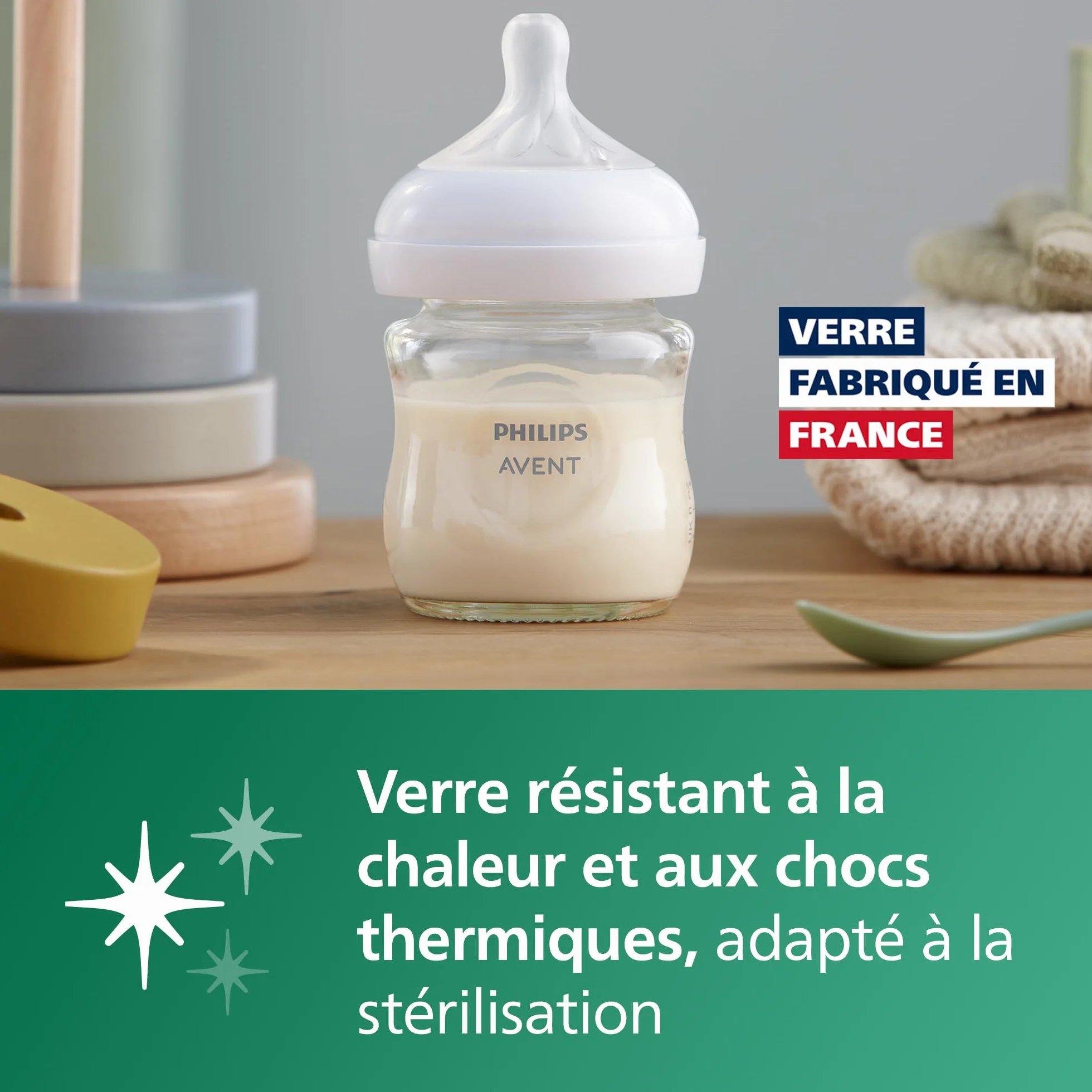 Philips Avent Natural Response Biberon en verre 125 ml tétine débit lent