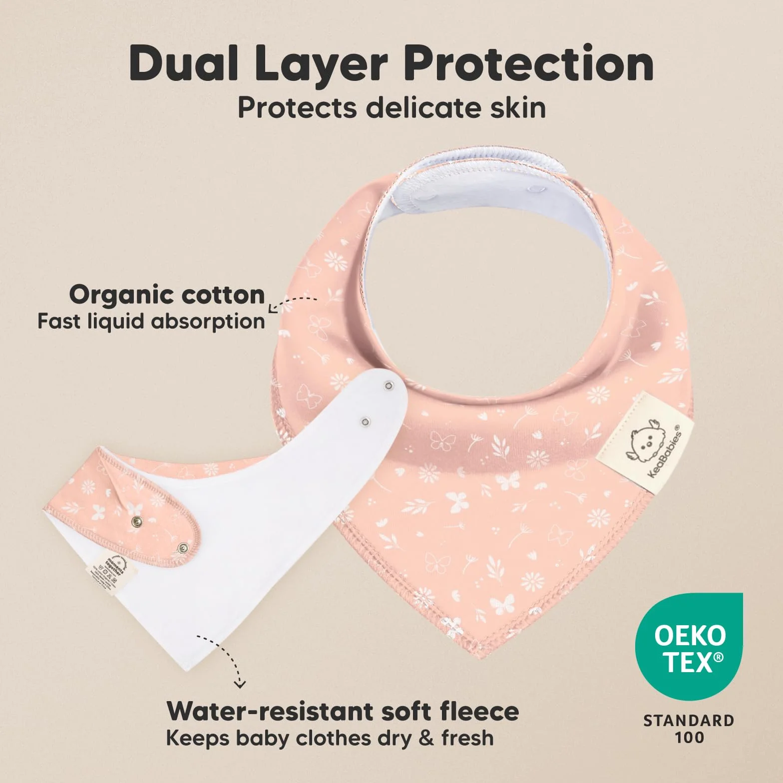 Bavoir Bandana Bio en Coton Doux pour Bébés 8-Pack - Dentition et Bave (Butterflies)