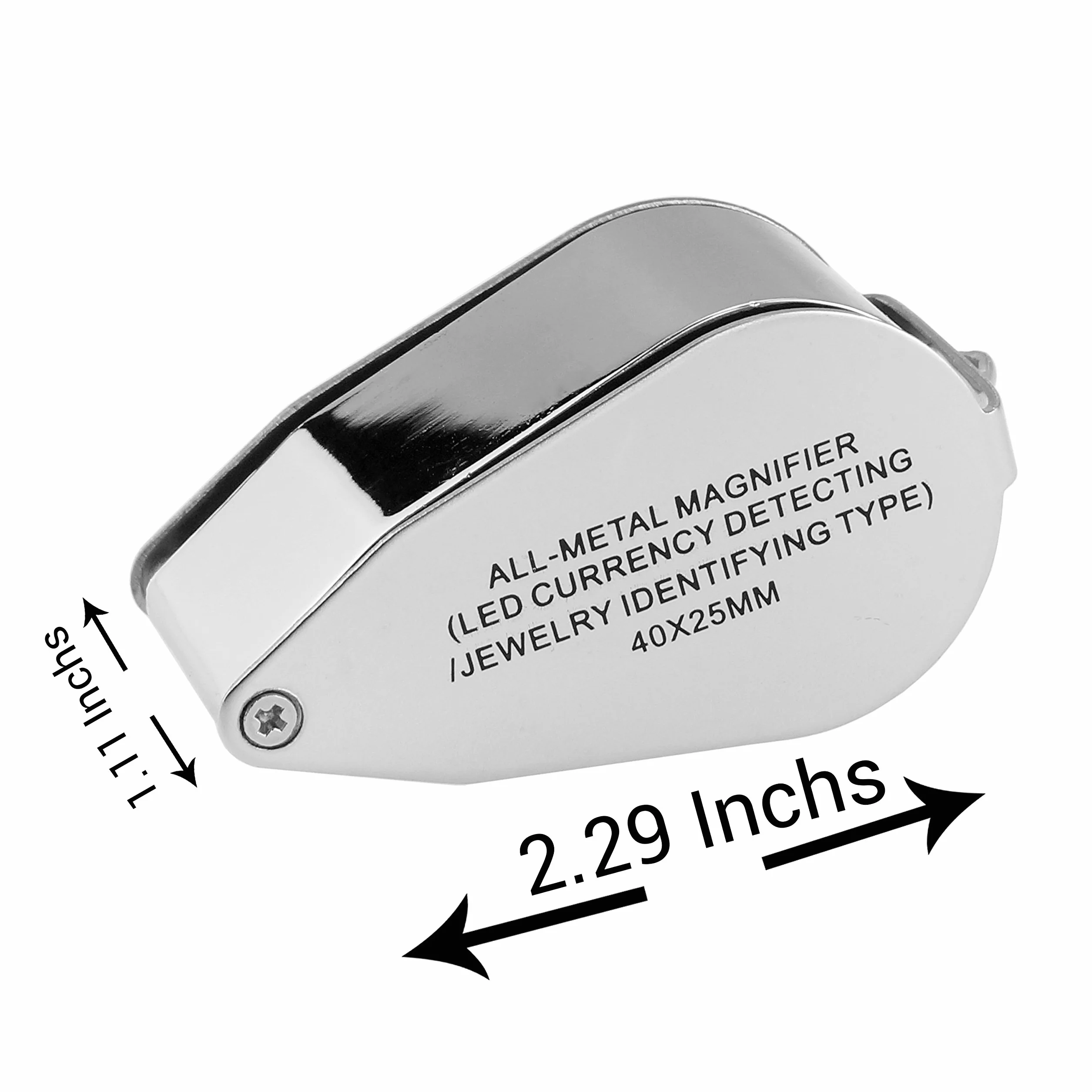Kare & Kind 40X Illuminated Jeweler Loupe UV LED avec Construction Métallique et Verre Optique 25 mm Argent