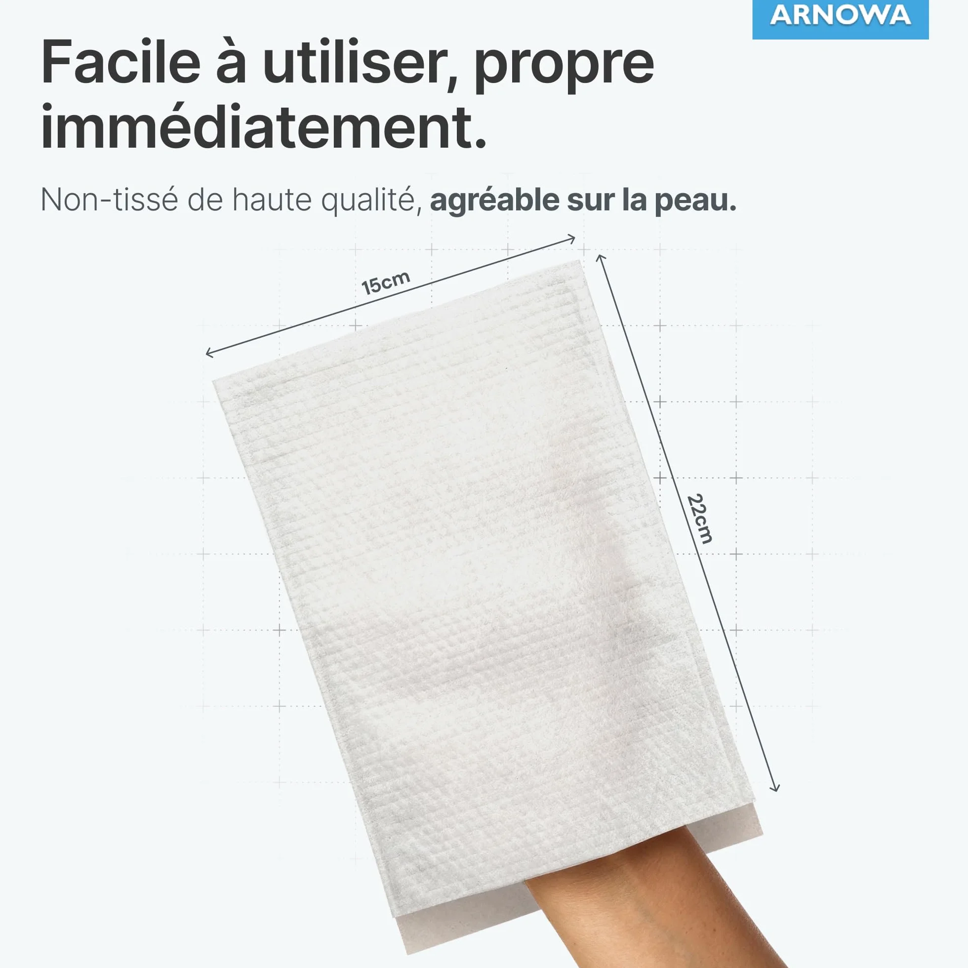 ARNOMED® Gant de Toilette Jetable en Molleton Hydrofuge pour Adultes & Bébés, 50 Pièces