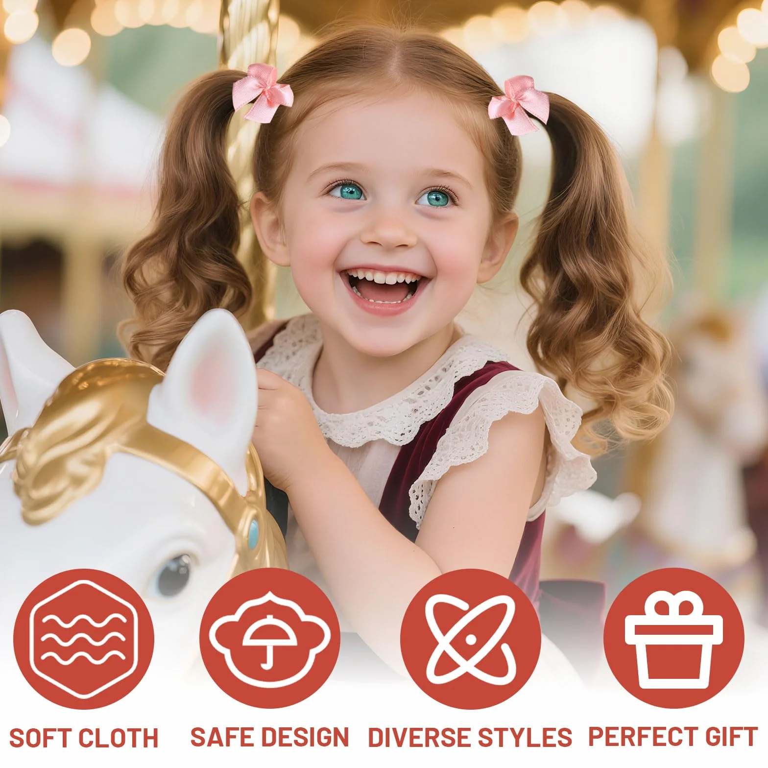 Barrettes à cheveux papillon et élastiques 230 pièces Ensemble pour filles Rose multicolore