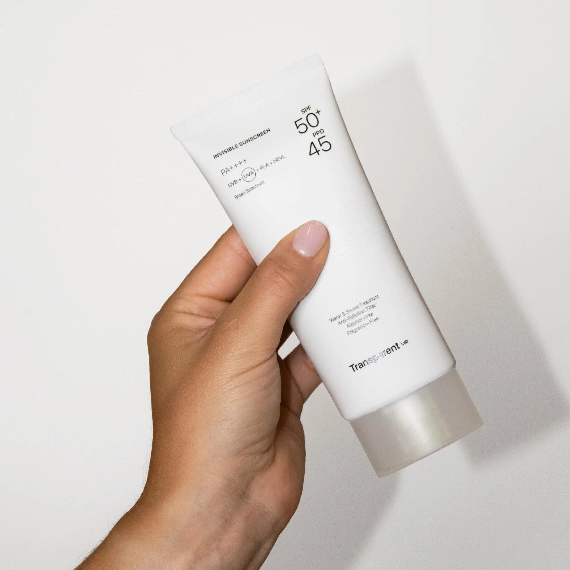 Transparent Lab Invisible Sunscreen SPF50+ 100 ml Crème solaire visage haute protection UVA/UVB lumière bleue Vitamine C Céramides Vitamine E texture sèche sans traces blanches