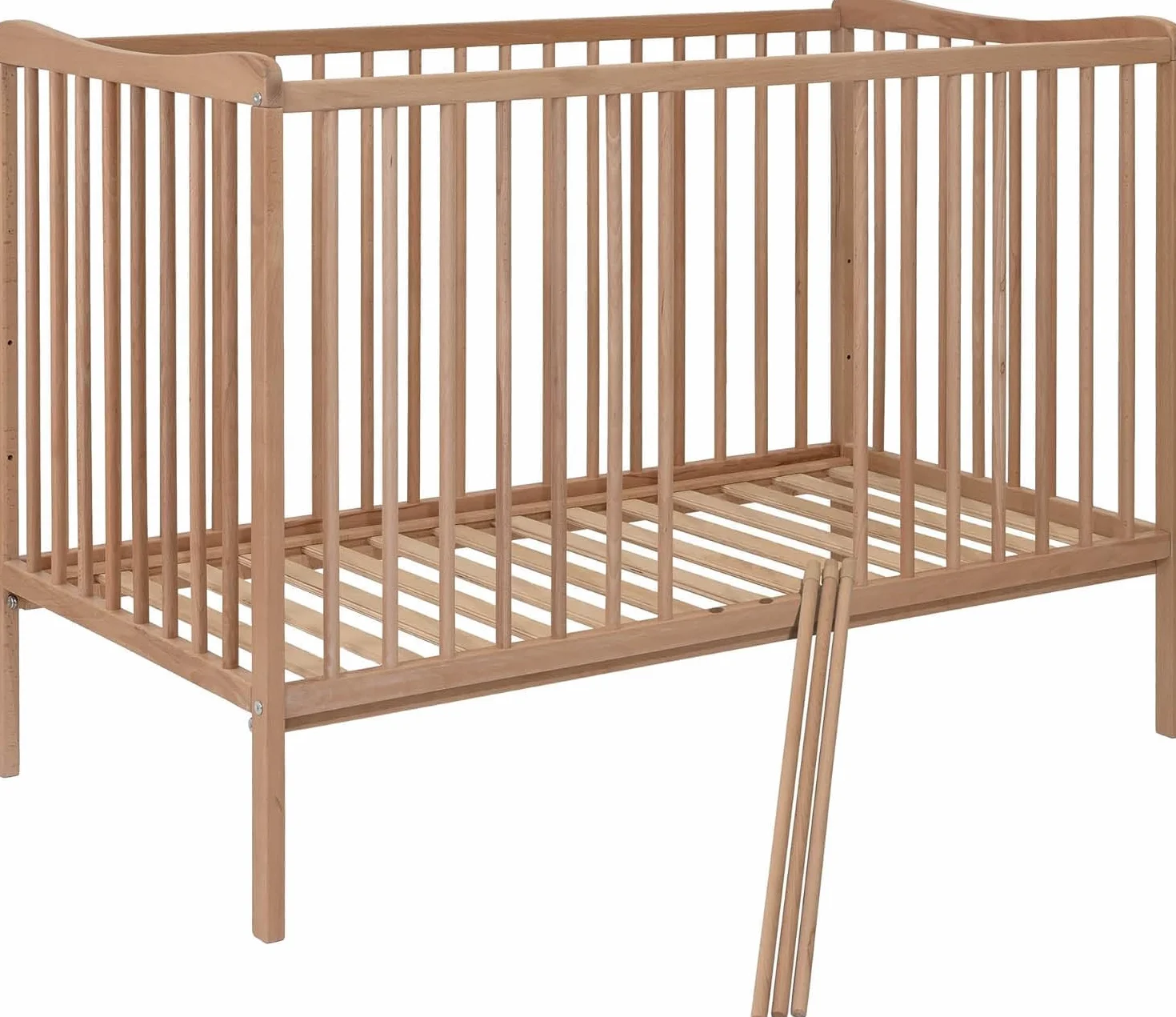 Lit bébé Sasha 120x60 cm Bois de hêtre Transformable lit Junior barrière sécurité 3 positions