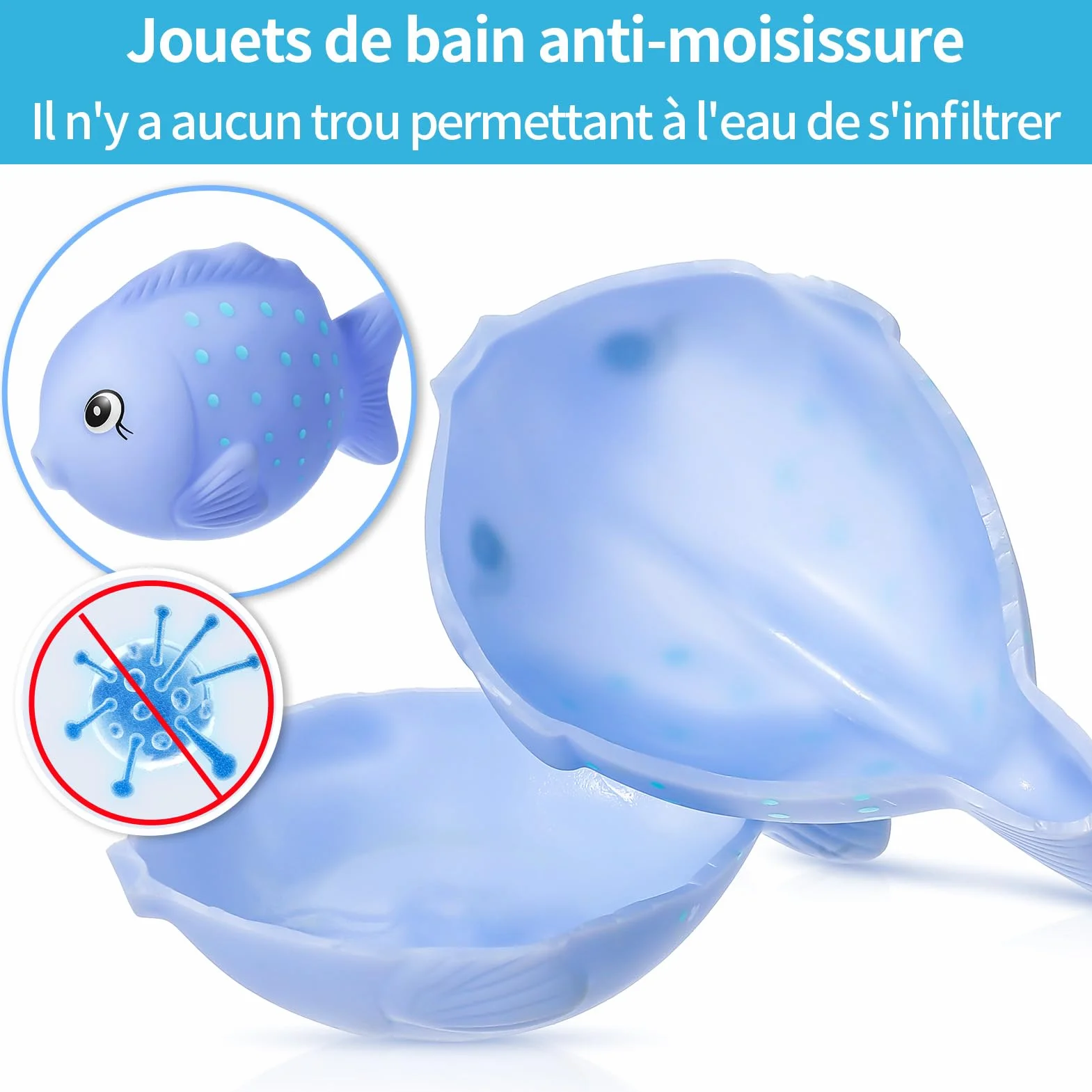 Jouet de Bain Bébé Animaux Marins Caoutchouc Canard 9 Pièces sans Trous sans Moisissures