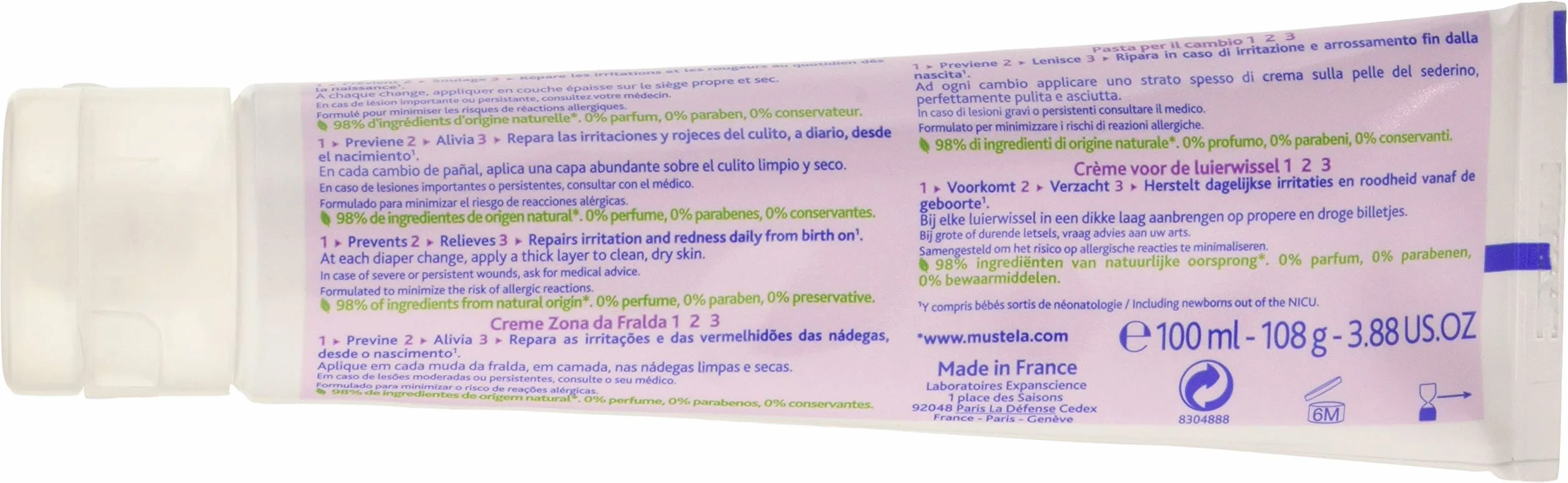 Mustela Crème pour le change à la Perséose d'Avocat BIO 100ml - Prévient et apaise les rougeurs