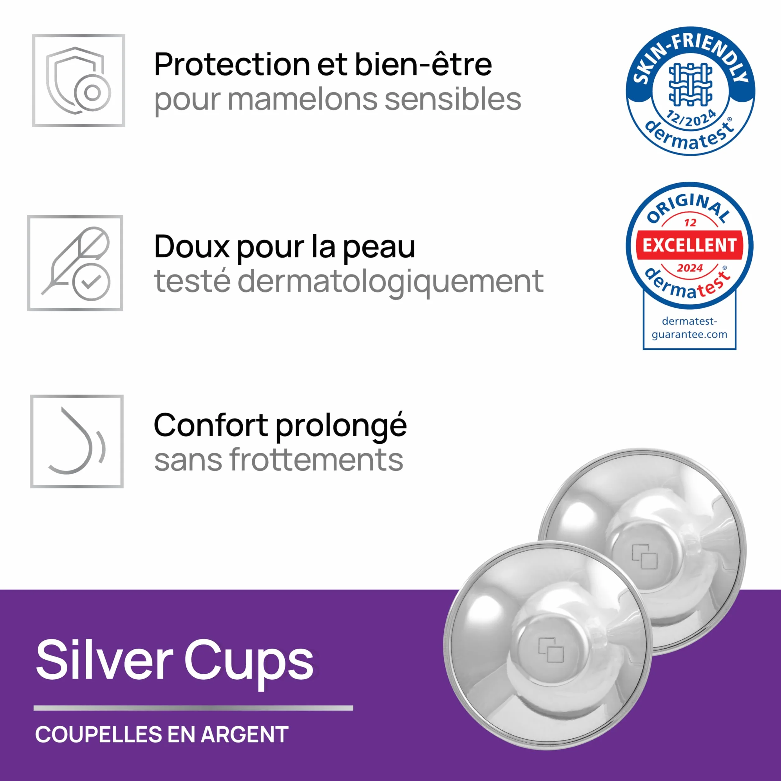 Coupelle Argent Allaitement SilverCups - Coque Protection Mamelons Dispositif Médical XL