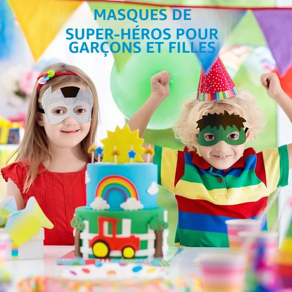 URAQT Masque de Super-Héros 16 Pièces pour Enfants Cosplay Halloween