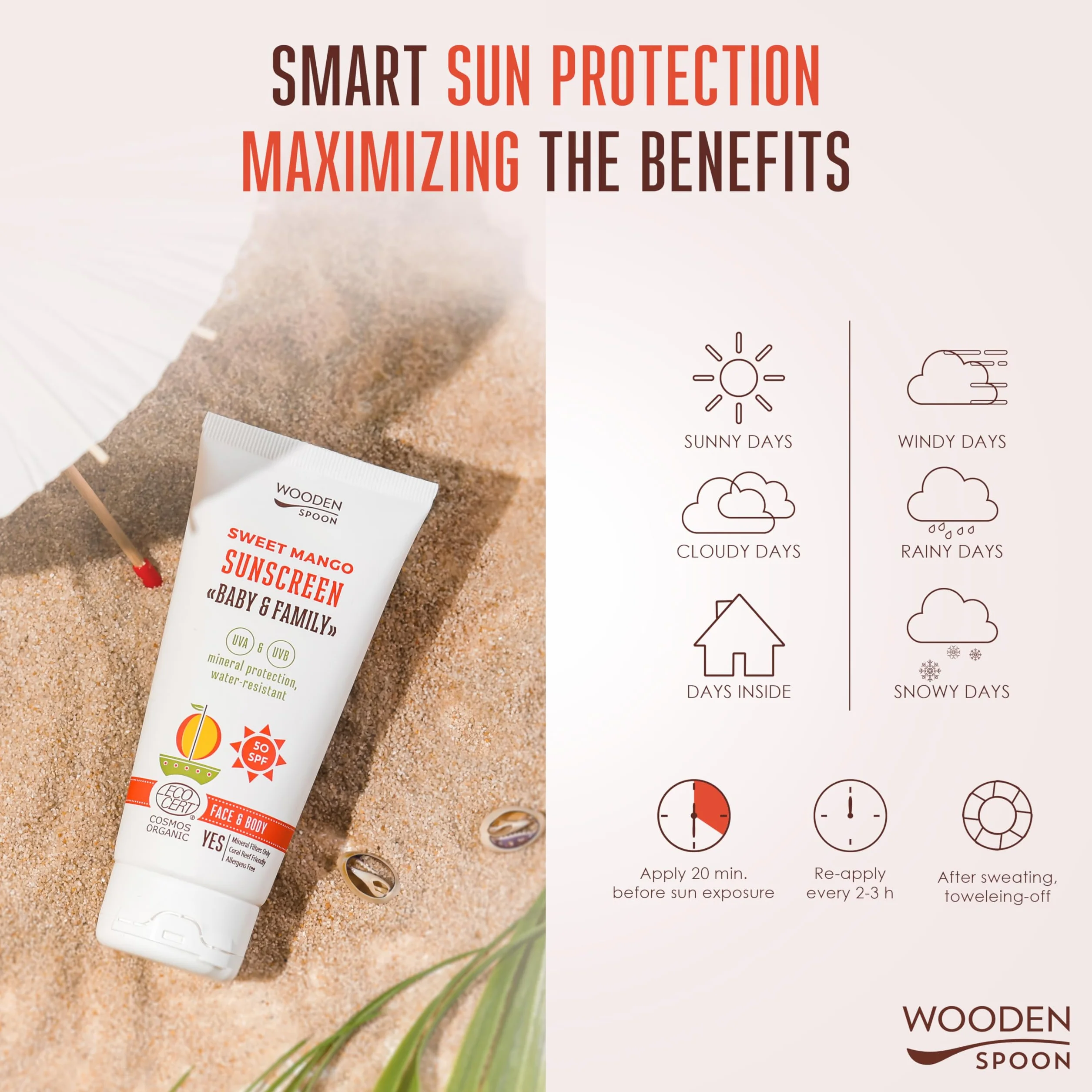 Crème Solaire Bio Bébé & Famille SPF 50 Sweet Mango 150 ml – Zinc Invisible, Sans Trace Blanche, Hypoallergénique, Vegan