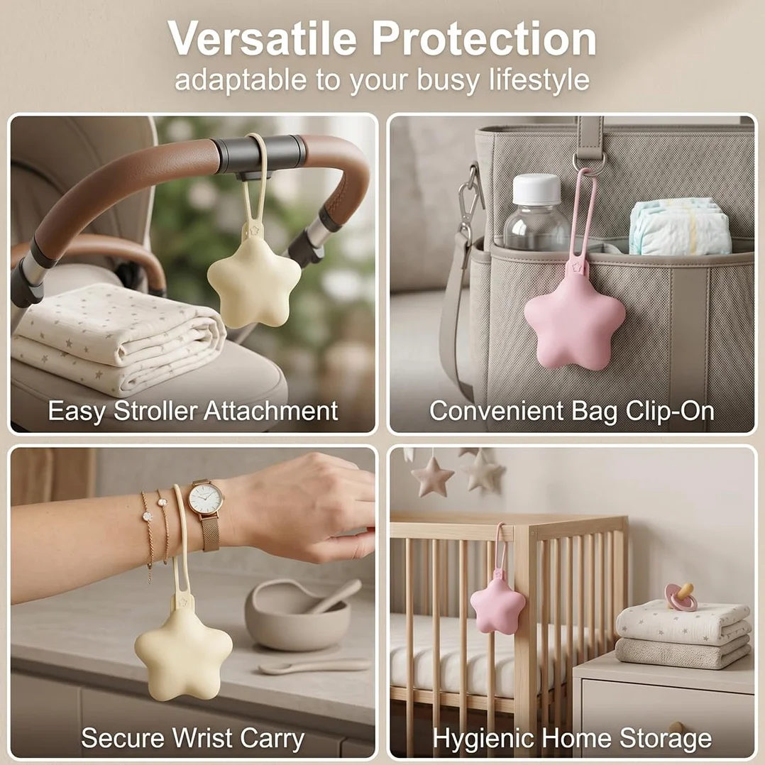 Boîte à sucette en silicone 2 Pièces, rangement hygiénique pour bébé, Violet clair