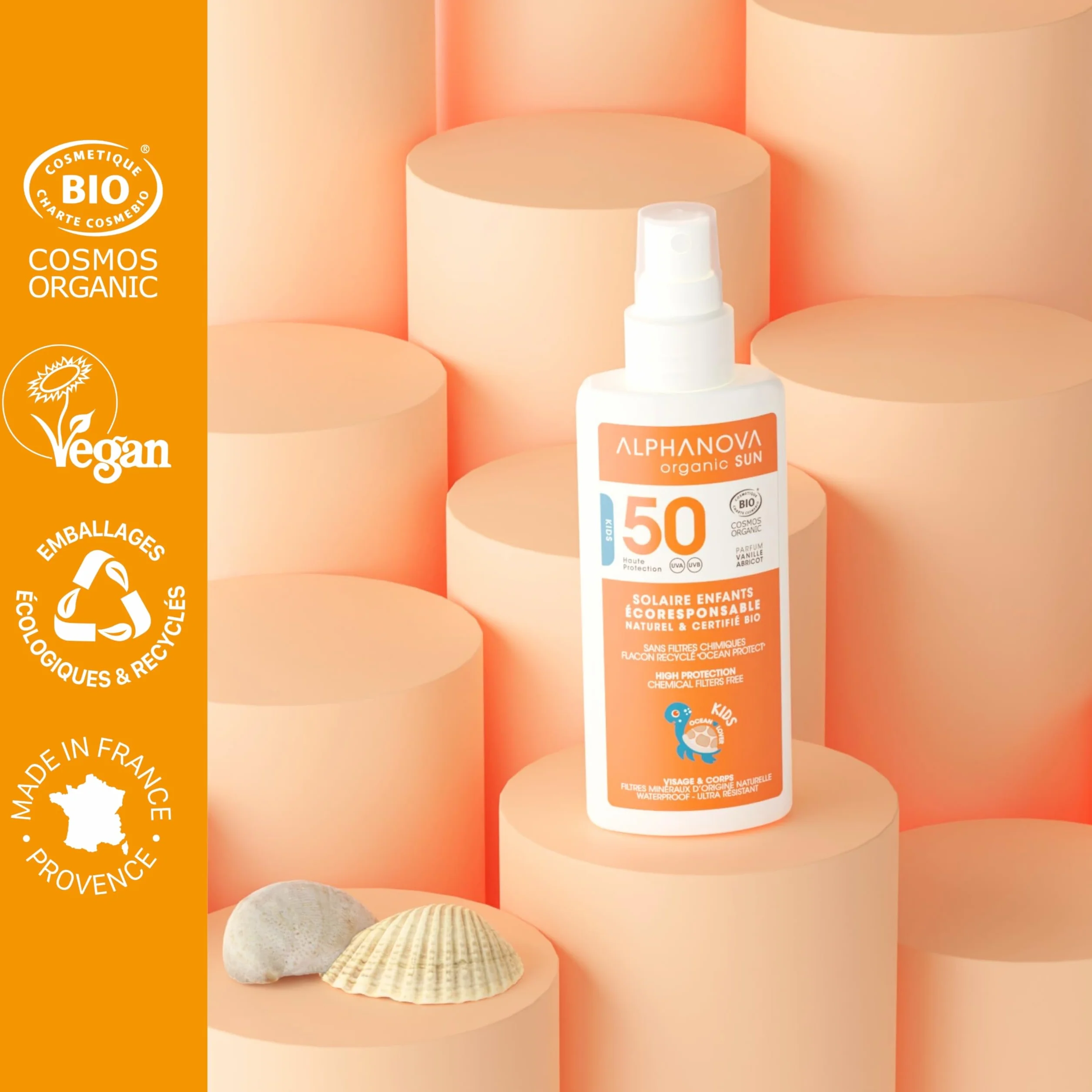 ALPHANOVA Spray solaire Enfants SPF 50 Filtre minéral naturel 125g