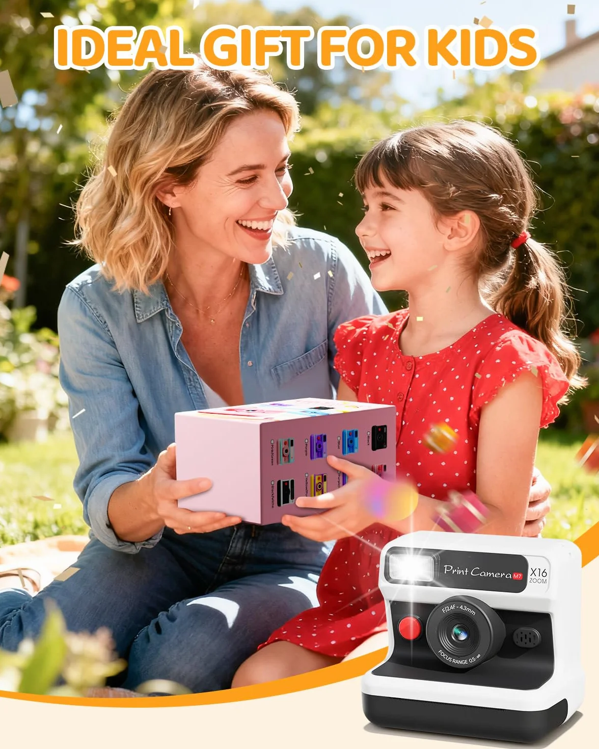 Appareil Photo Instantané Enfants 1080P HD Numérique Double Objectif avec Carte 32GB Papier d'impression Cadeaux Garçons Filles 3-12 Ans