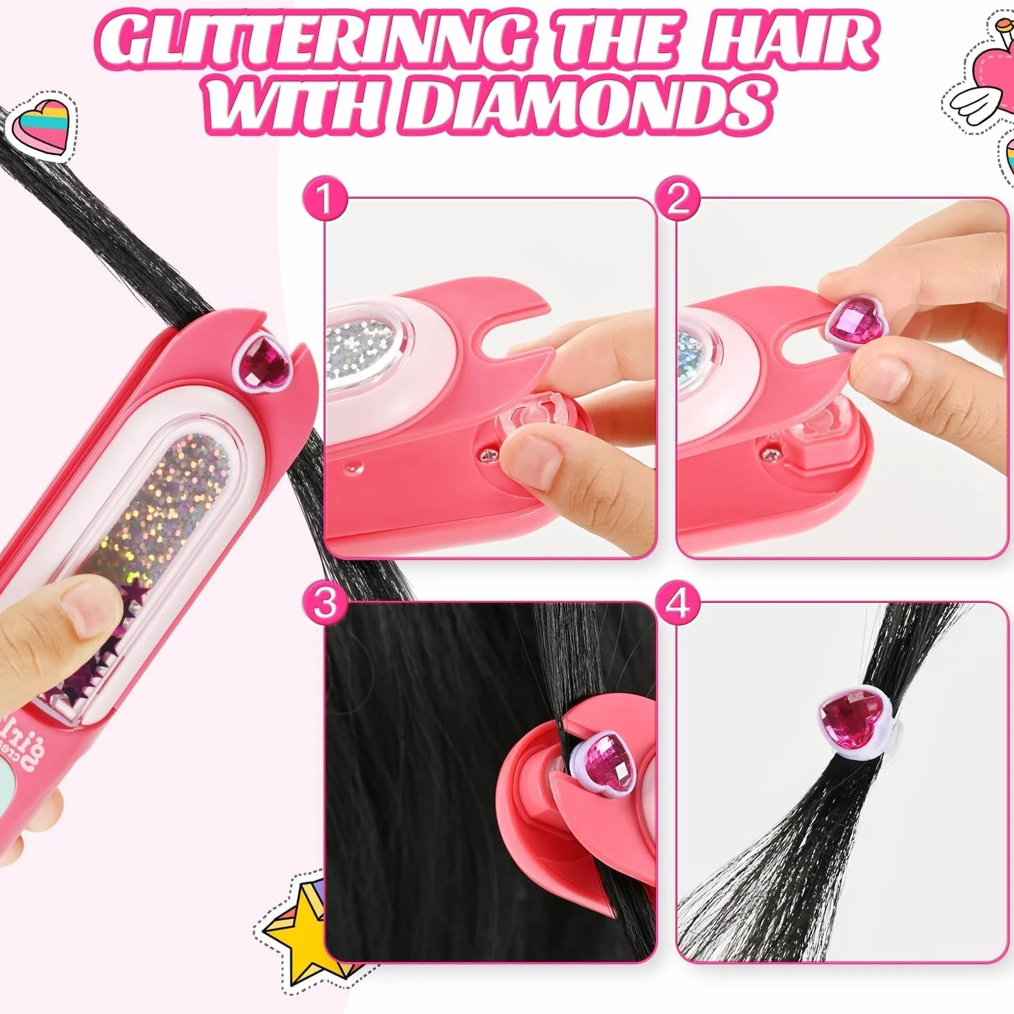 Kit Gemmes Cheveux Jeux Fille 4-10 Ans Travaux Créatifs Cadeau Anniversaire
