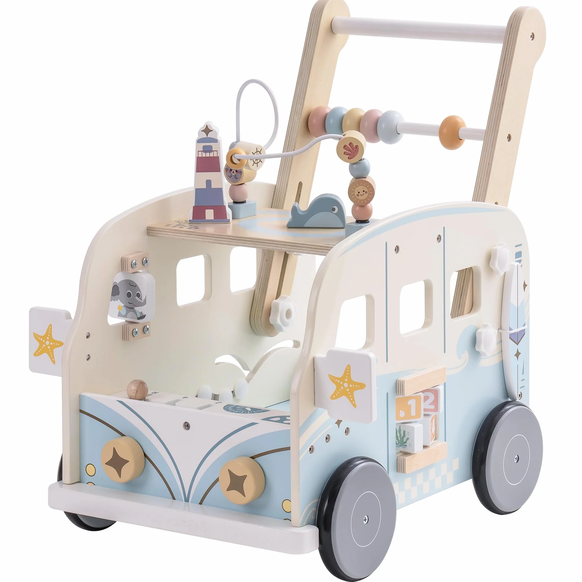 ROBOTIME Trotteur en bois bébé activité océan plage cadeau 10-36 mois