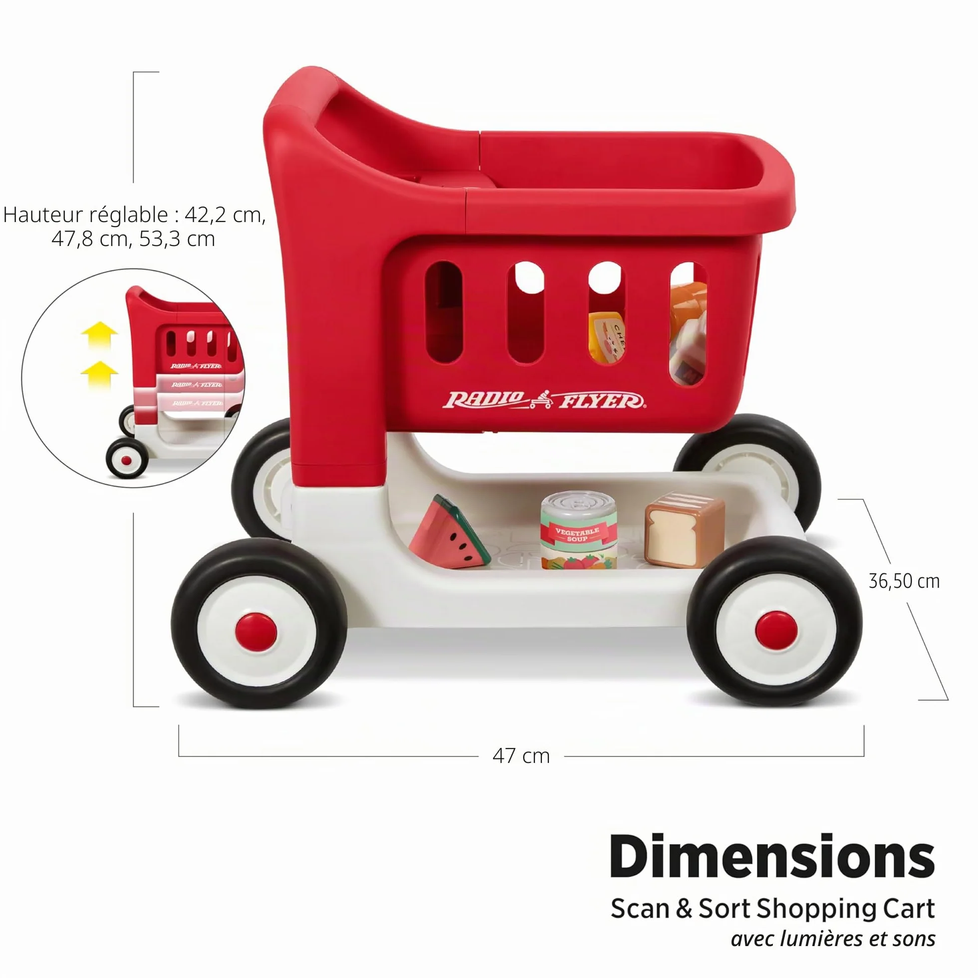 Radio Flyer Scan & Sort Caddie Chariot de Marche Rouge avec Lumières et Sons pour Tout-Petits