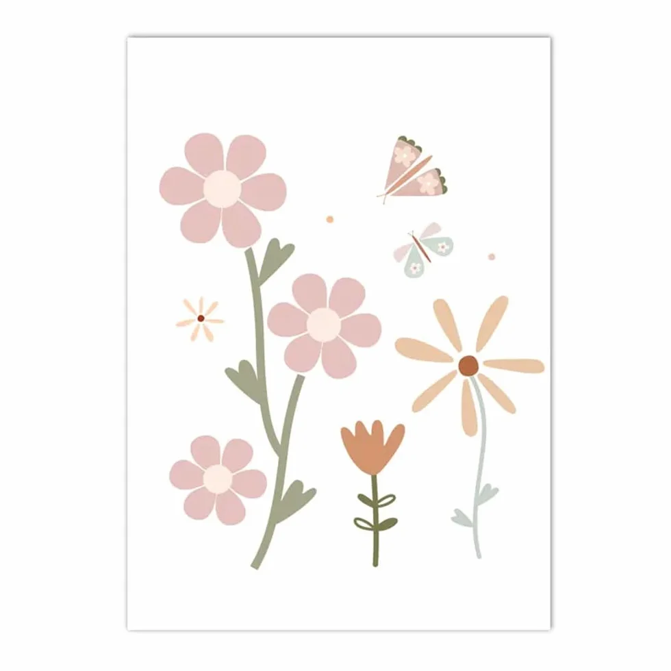 Affiche Prénom Personnalisé Bébé 30x40cm Tableau Décoration Murale Chambre Fille Rose Fleurs Poster Toile Cadeau
