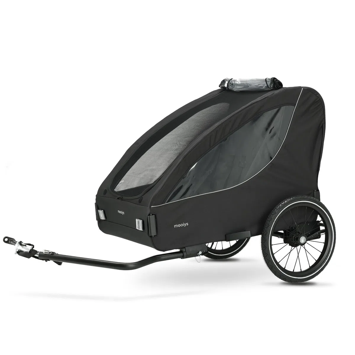 Track Remorque de vélo pour 2 enfants à partir de 9 mois jusqu'à 22 kg/120 cm/6 ans, pliable compact, avec panier de rangement et harnais à 5 points, max. 45 kg, noir