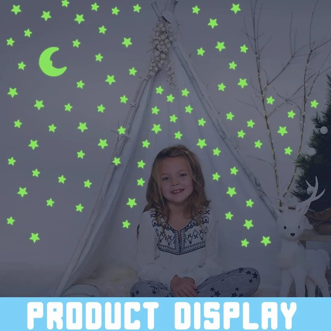 Kit 3D Phosphorescent Étoiles et Lune Adhésives Fluorescentes Décoration Murale Lumineuse 201 Pièces