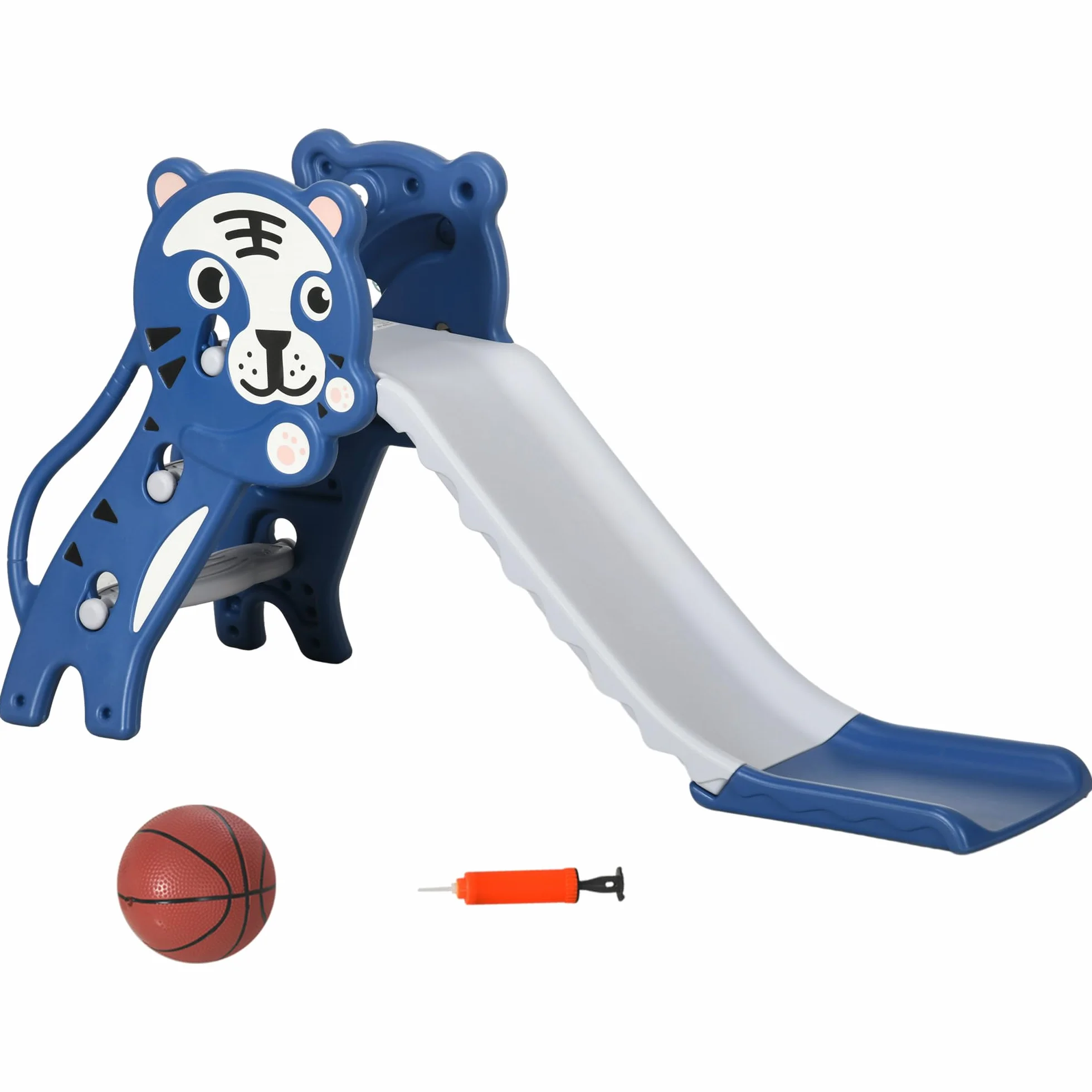 AIYAPLAY Toboggan pour Enfants avec Panier de Basket, Thème Tigre, 133x60x70 cm, Bleu
