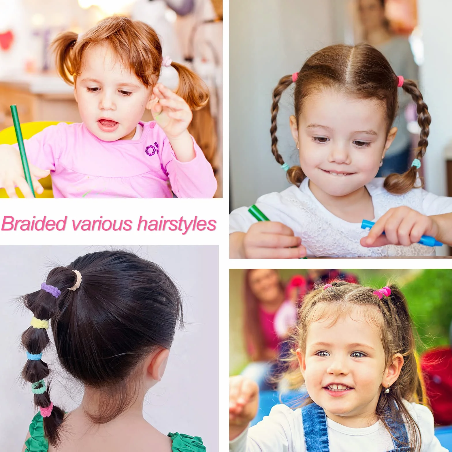 100 Pièces Élastiques Cheveux pour Fille, Mini Chouchous Colorés pour Enfants
