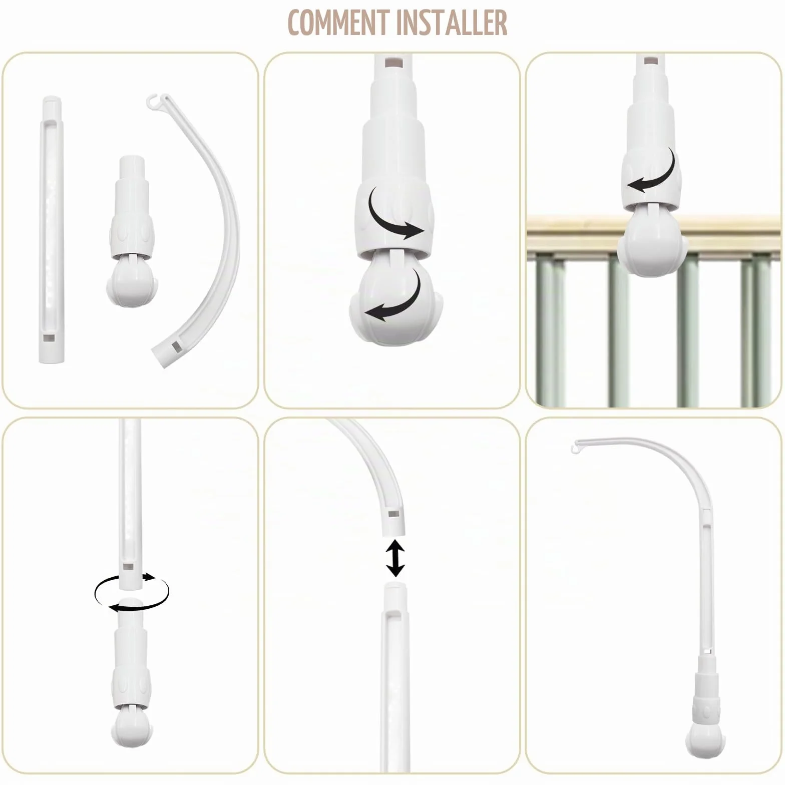 Support mobile pour lit d'enfant 58 cm amovible réglable Blanc