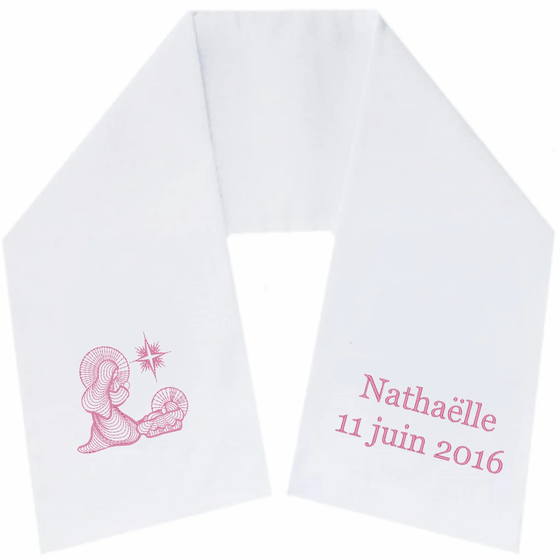 Écharpe de Baptême Personnalisée Brodée Prénom Date 100 Modèles Coton Cadeau Bébé