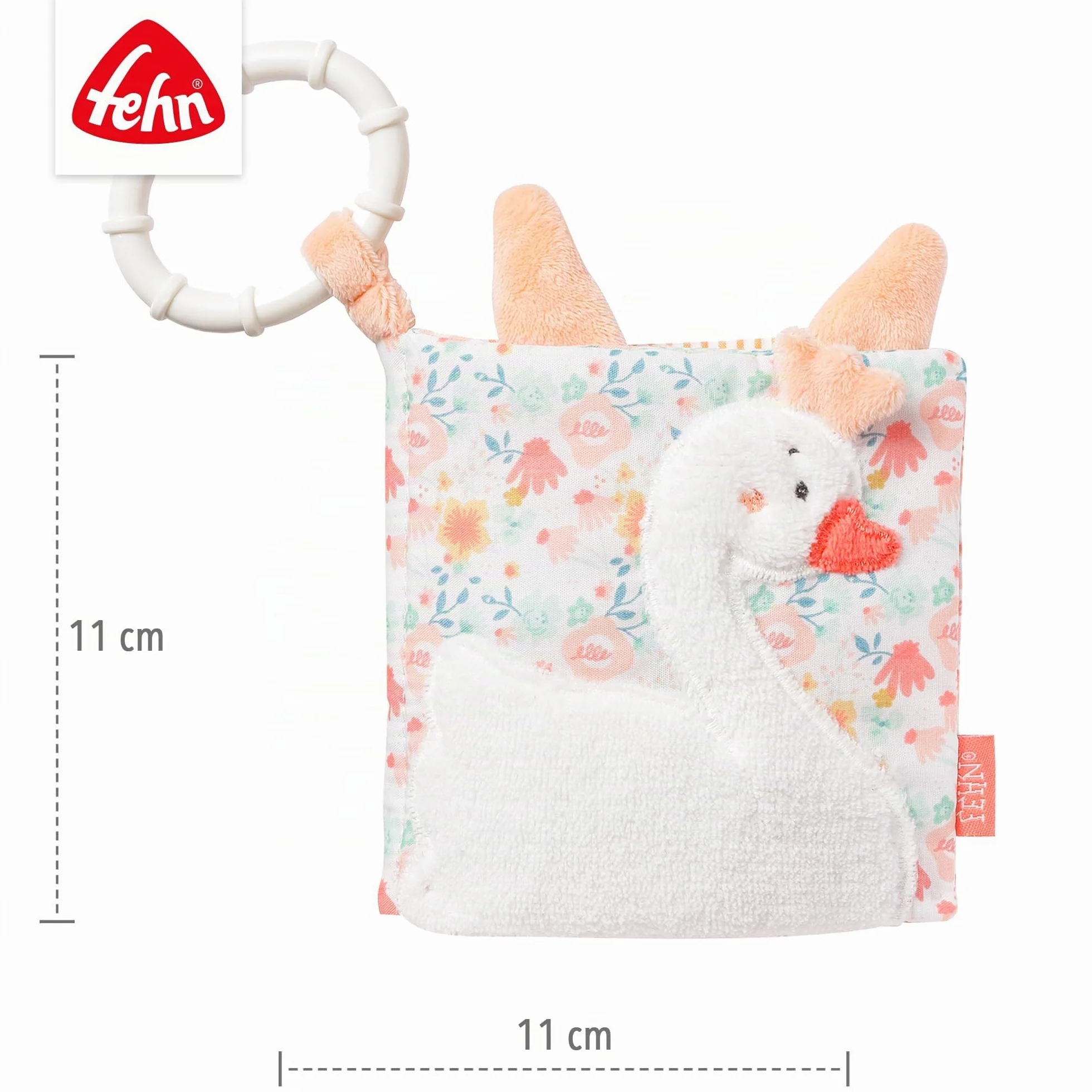 Fehn livre en tissu Lac des cygnes - Livre tactile motifs animaux - Jouet suspendre poussette siège auto bébé dès naissance
