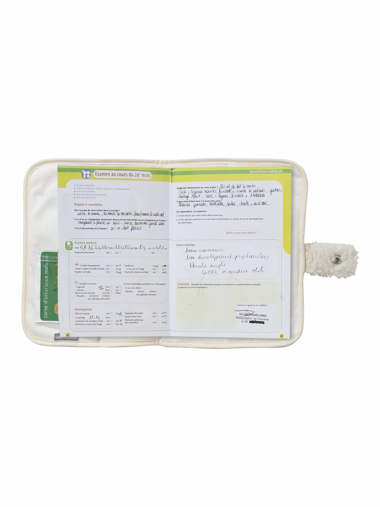 VERTBAUDET Protège carnet de santé sherpa PETIT NOMADE ivoire