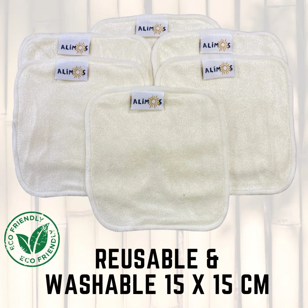 Lingettes démaquillantes en bambou réutilisables lavables 15 x 15 cm lot de 6