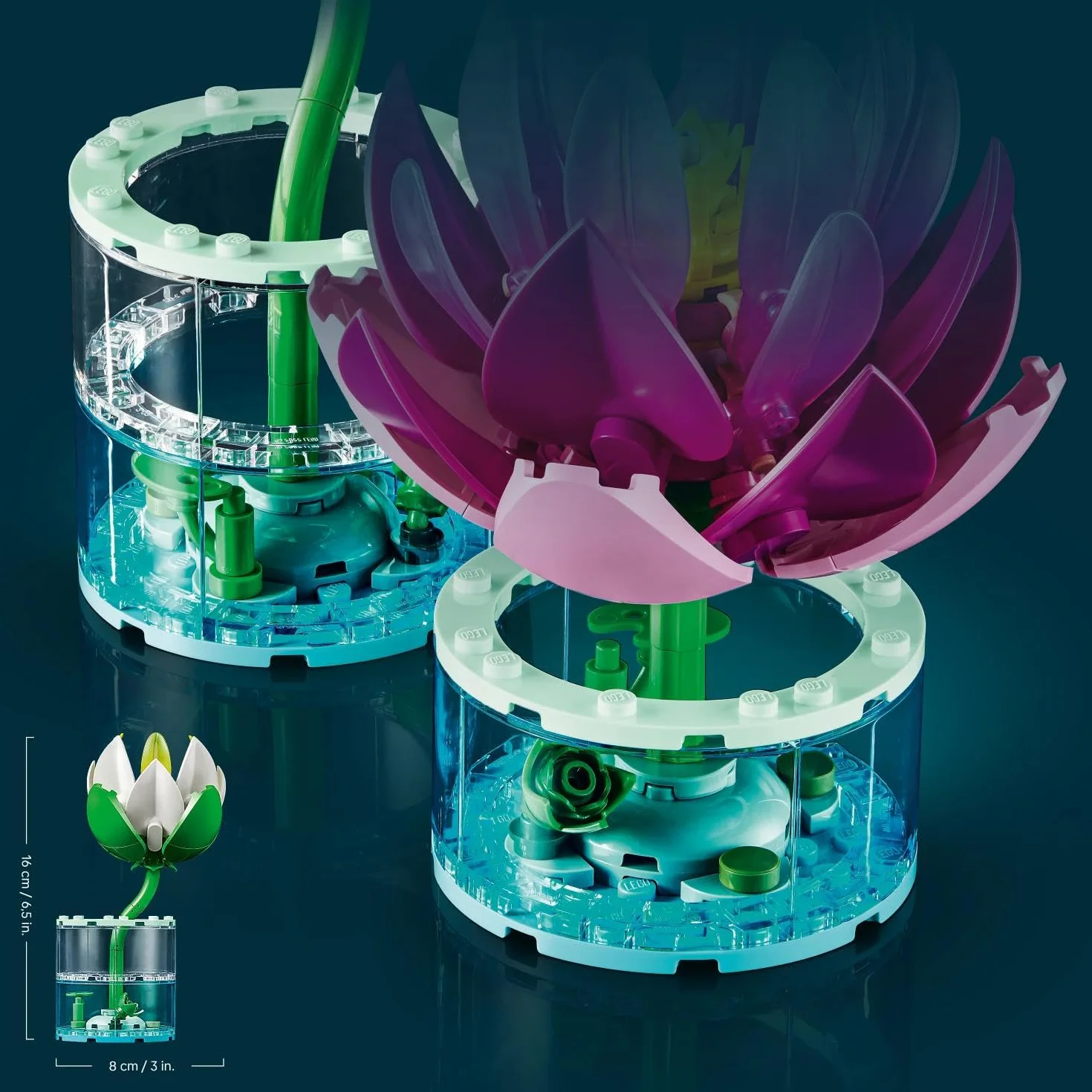 LEGO Botanicals Les Nénuphars Set de Fleurs Artificielles Fausses Plantes en Pot Vases Transparents Décoration DIY 11511