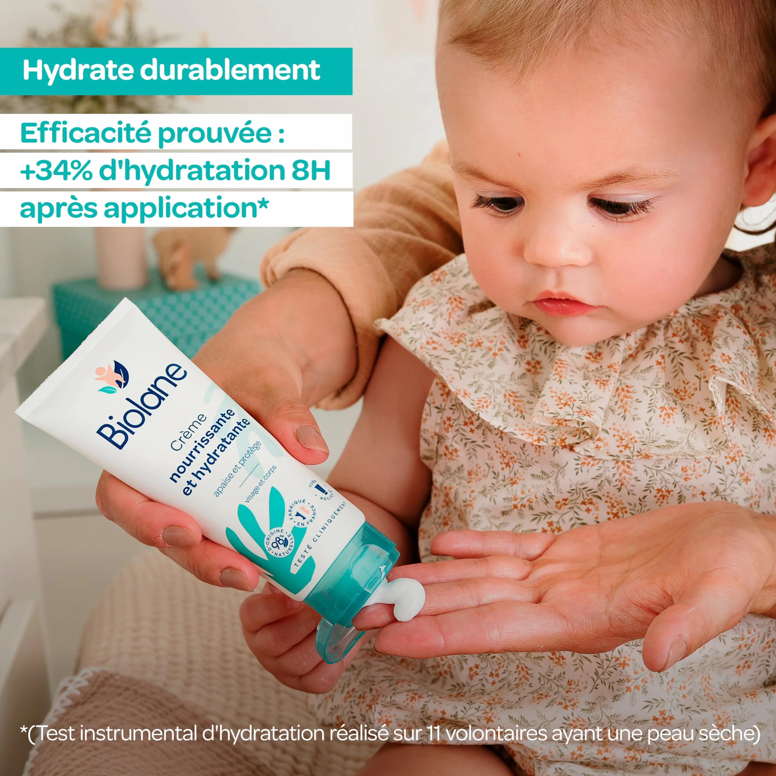 BIOLANE Crème Nourrissante Hydratante Bébé Visage Corps 100 ml Fabriqué France