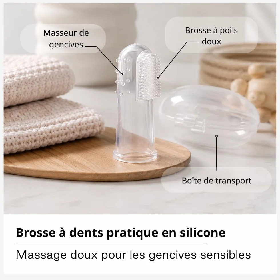 Jané Kit Hygiène Bébé 8 Pièces, Brosse Poils Naturels, Ciseaux, Coupe-ongles, Lime, Brosse Dentaire Silicone, Beige