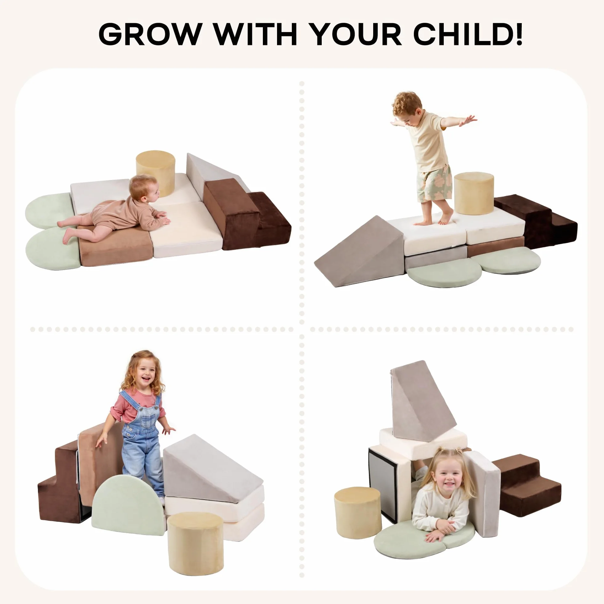 BanaSuper Parcours de Motricité 7 pcs, Blocs de Mousse Bébé, Module de Motricité Enfant Intérieur, Tapis de Jeu & Blocs d'escalade