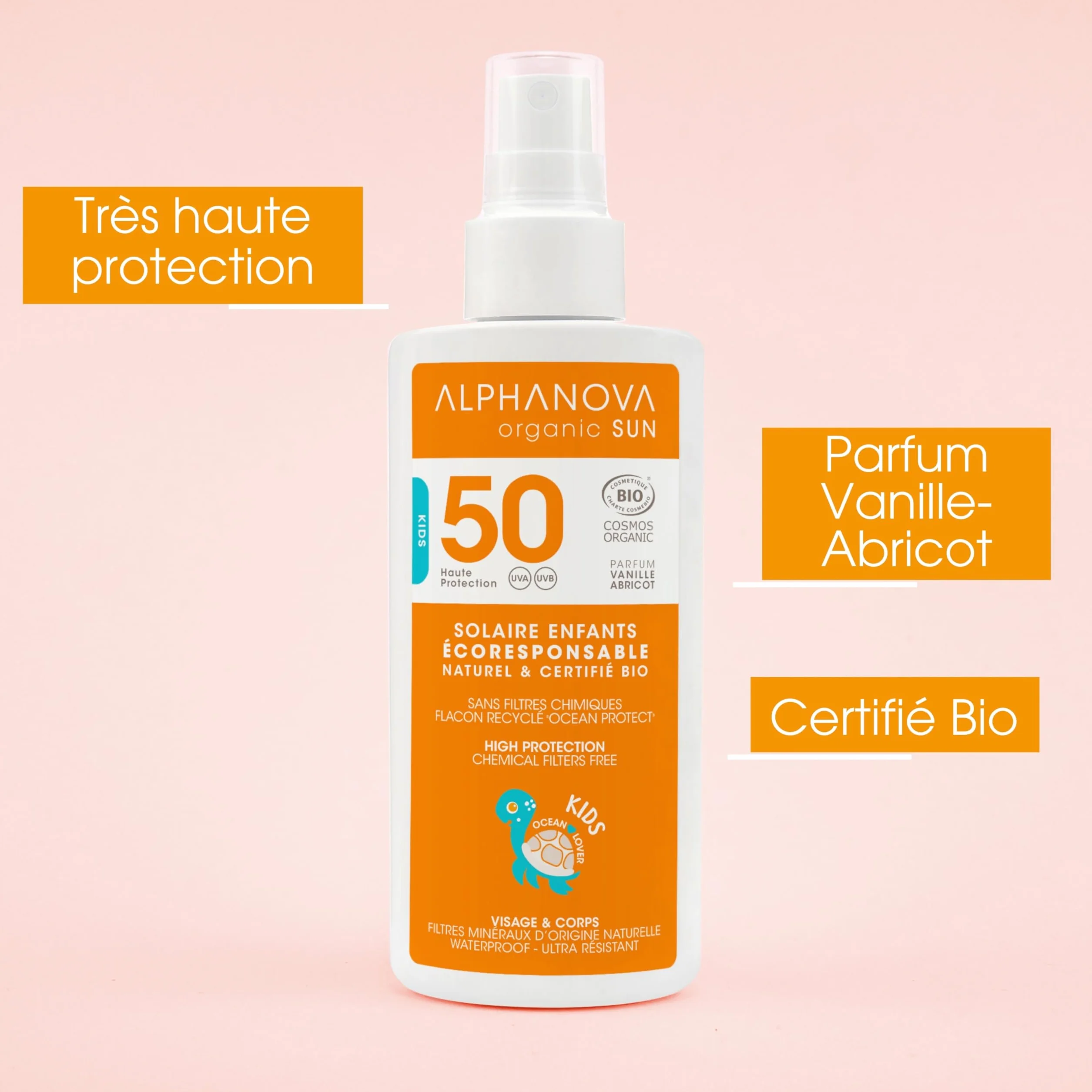 ALPHANOVA Spray solaire Enfants SPF 50 Filtre minéral naturel 125g