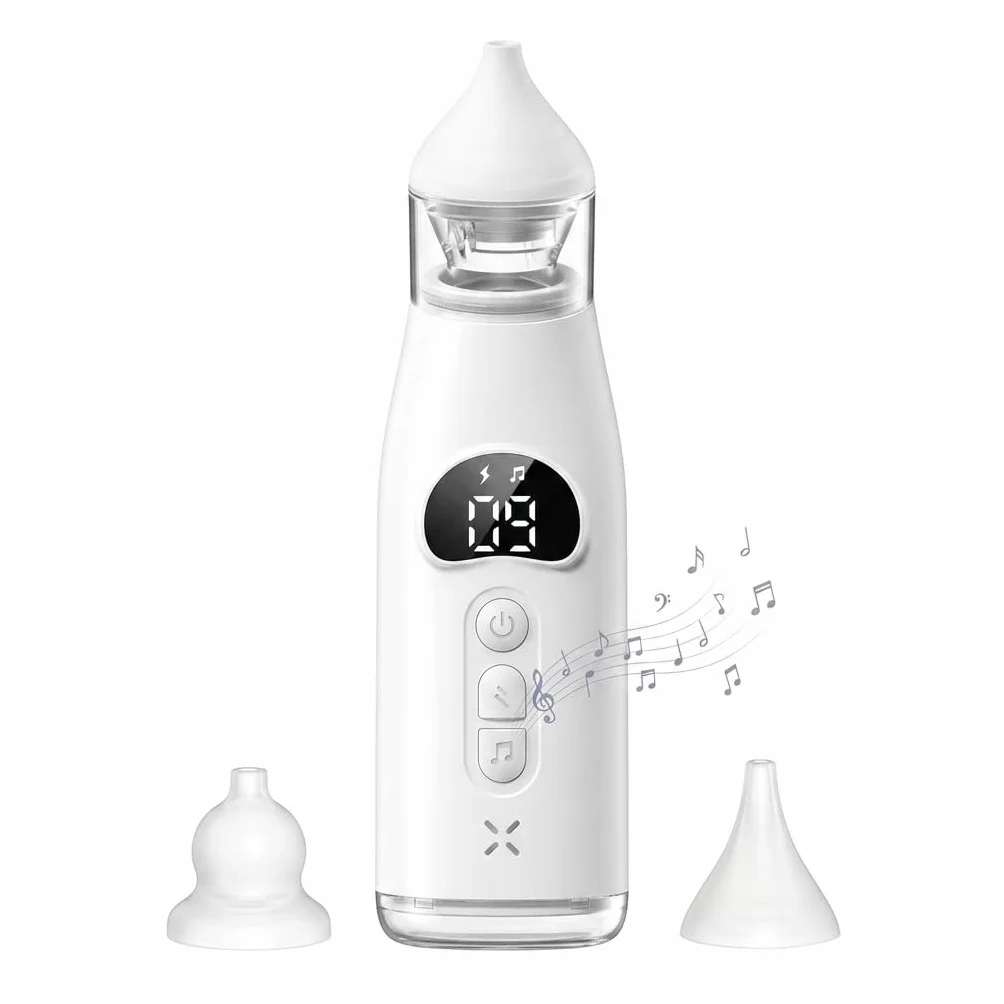 Aspirateur Nasal Bébé 60Kpa avec Écran LCD, 9 Niveaux d'Aspiration, Rechargeable USB-C, Silencieux <60dB, Anti-reflux