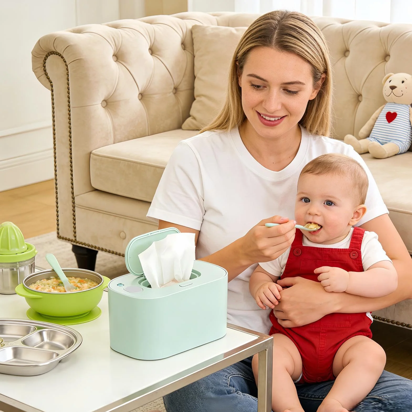 Chauffe-Lingettes Portable, Réchauffeur de Grande Capacité - Distributeur de Lingettes avec Maintien de la Température Constante