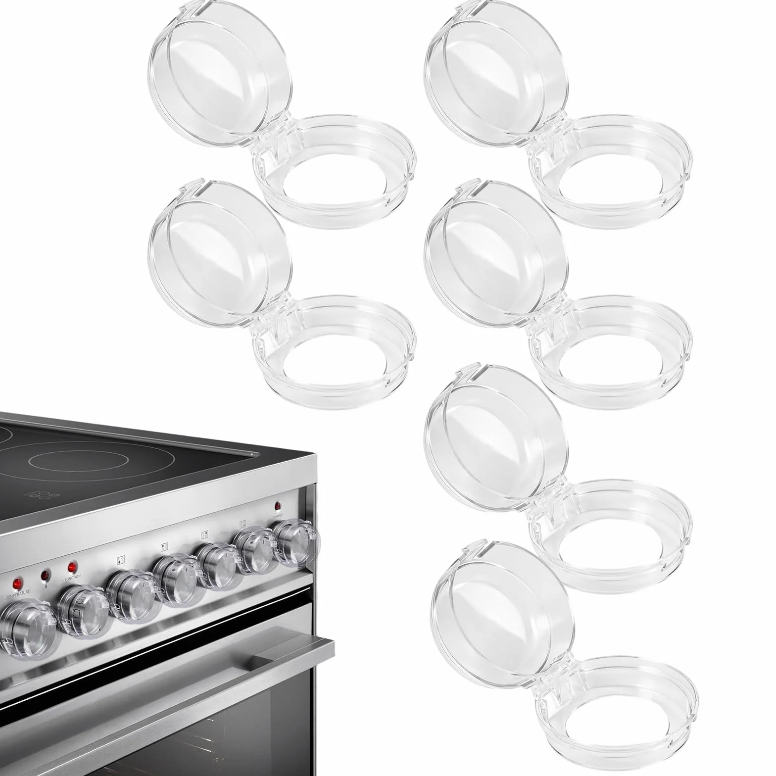 Cache-Boutons de Cuisinière Sécurité Enfant Autocollants Diamètre 4,9 cm Hauteur 4 cm Espacement 6,1 cm