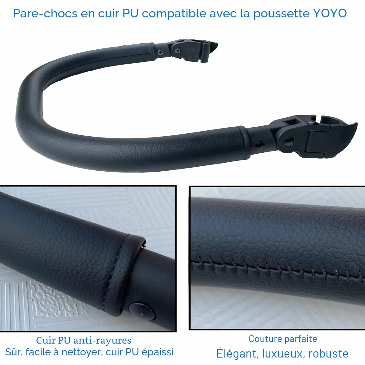 Barre pare-chocs poussette bébé compatible Babyzen YoYo 2 Yoyo+ noir
