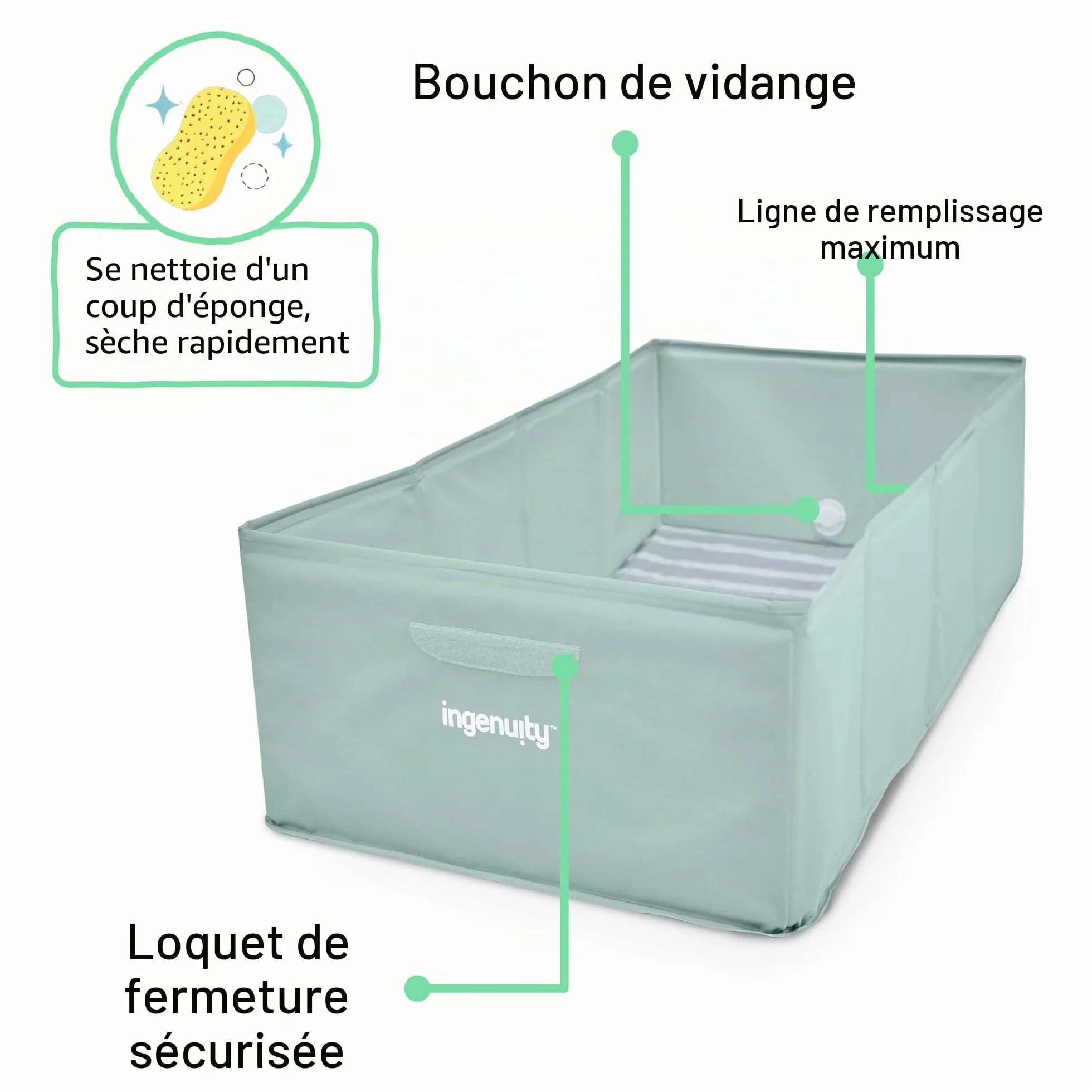 Ingenuity Baignoire Tuckaway Toddler Tub Pliable pour Douche, 12 Mois à 5 Ans