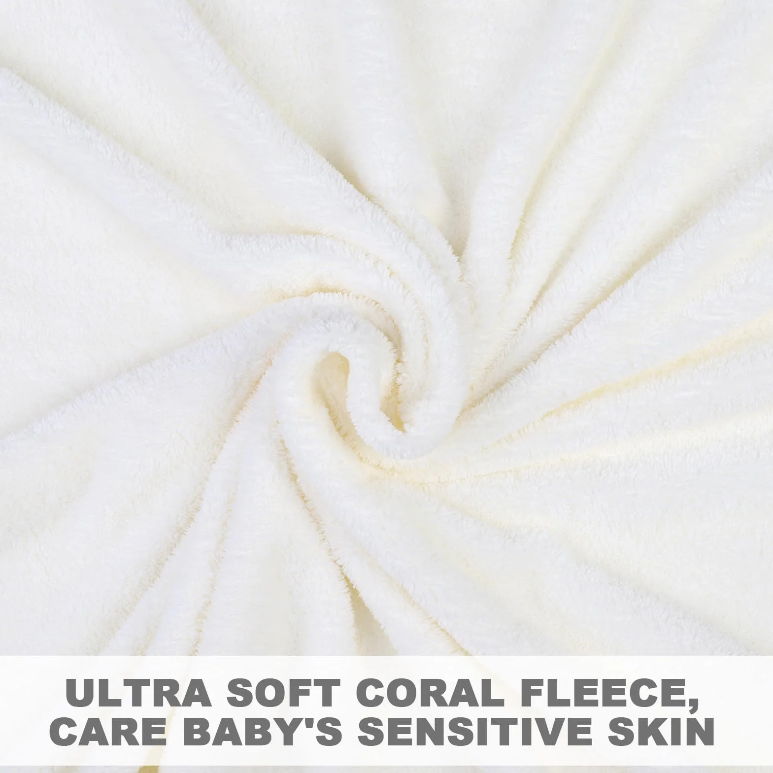 Serviette de bain à capuche pour bébé 80 x 80 cm polaire corail blanc