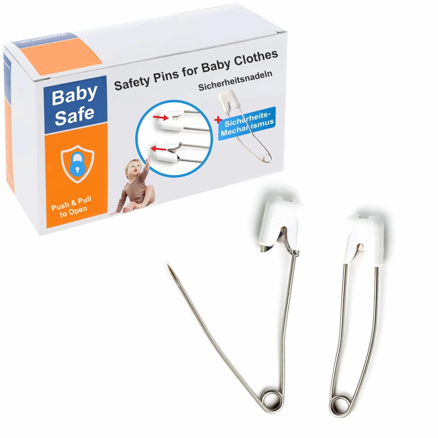 Épingles de sûreté bébé 58 mm Blanc 20 pcs Acier Inoxydable