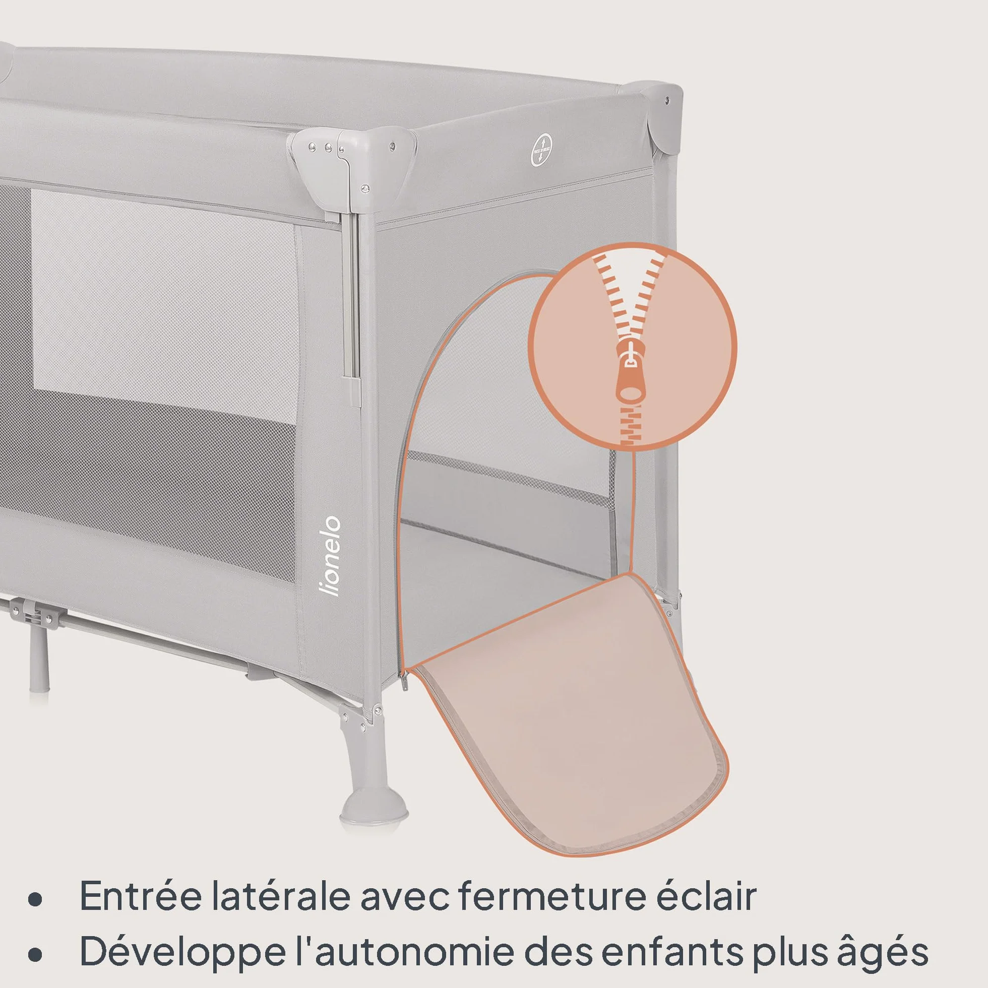 LIONELO ELLEN Lit de Voyage 3 en 1 Cododo 0-3 Ans 15 kg 2 Hauteurs Matelas Gris