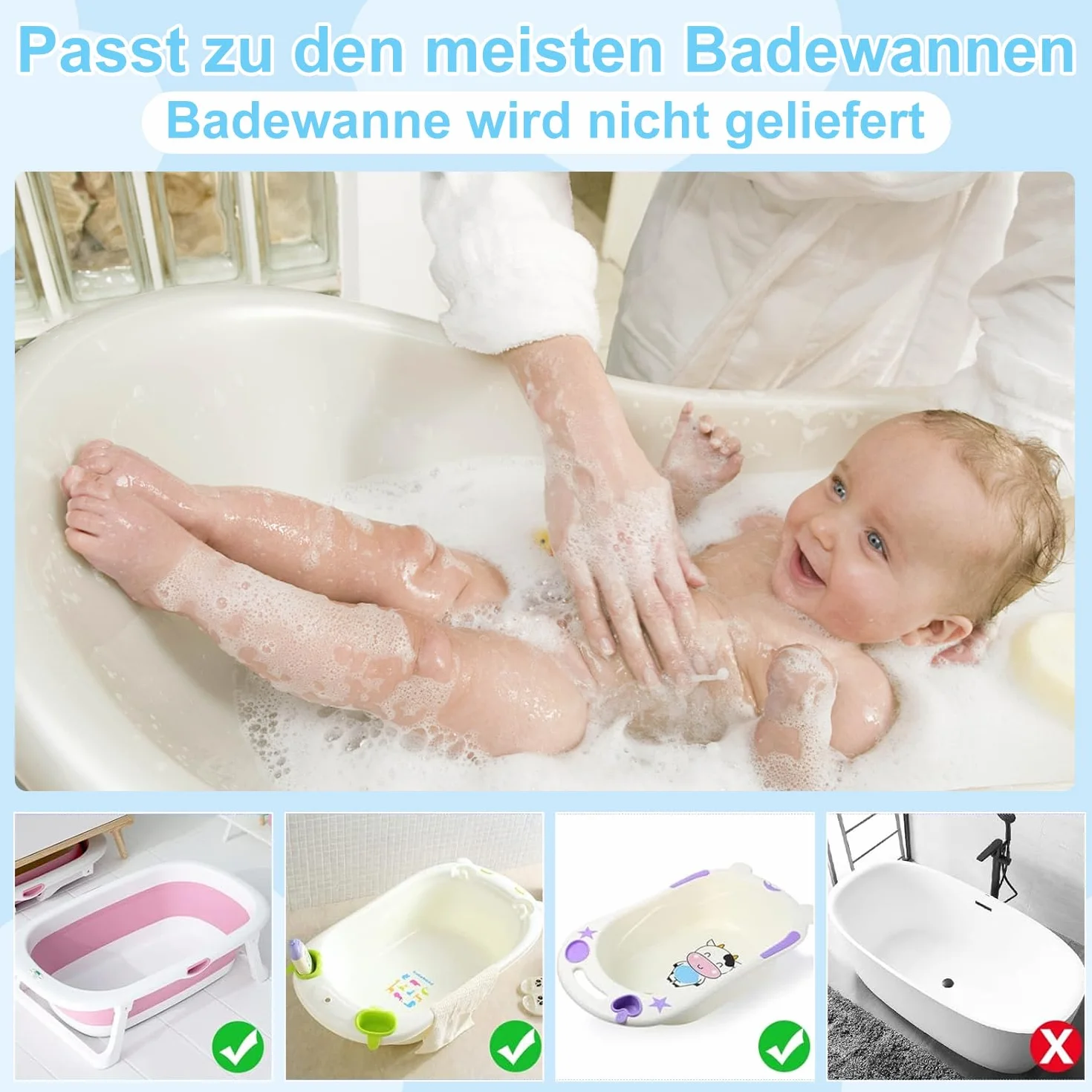 Antidérapant tapis de bain pour bébé Coussin de tête filet de bain 5 coins sécurité
