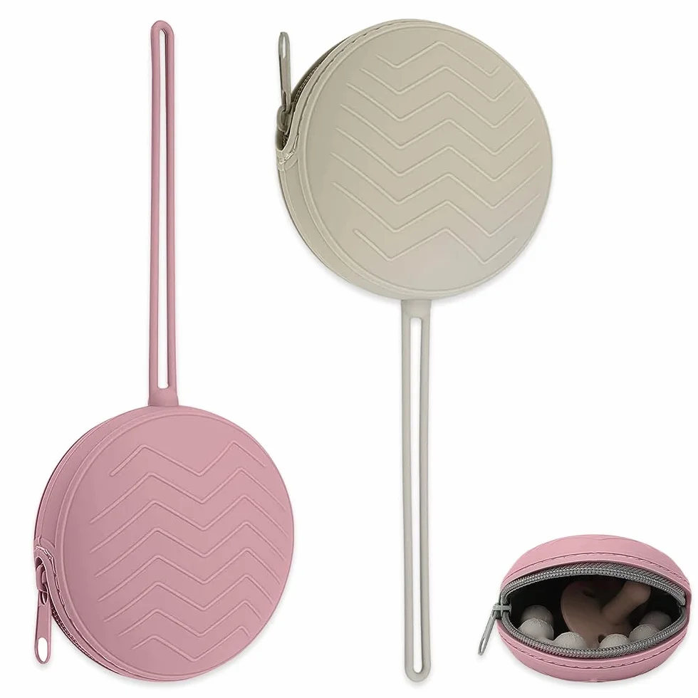 Mizikuu Boîte à Tétine Bébé Silicone, 2 Pièces Étui Porte-Sucette Sans BPA, Gris, Brun